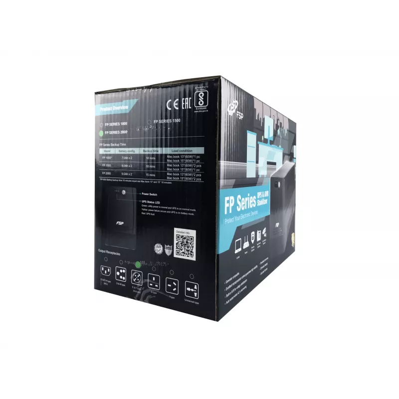 FSP FP 2000 nepertraukiamo maitinimo šaltinis (UPS) Line-Interactive 2 kVA 1200 W 4 kištukiniai lizdai