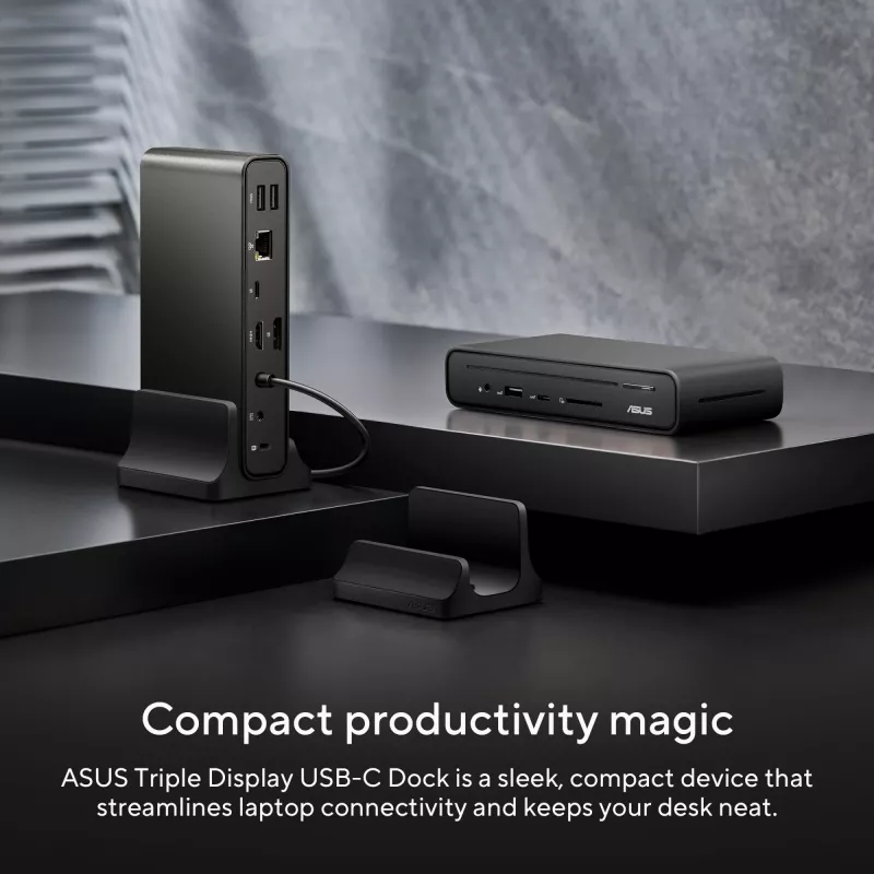 ASUS DC300 USB-C Dock su trimis ekranais, USB 3.2 Gen 2, juoda