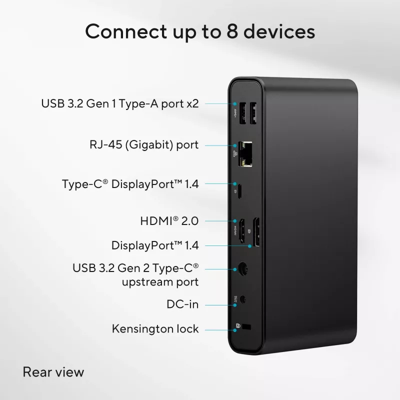 ASUS DC300 USB-C Dock su trimis ekranais, USB 3.2 Gen 2, juoda