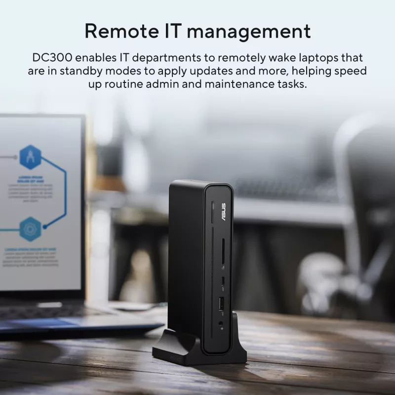 ASUS DC300 USB-C Dock su trimis ekranais, USB 3.2 Gen 2, juoda