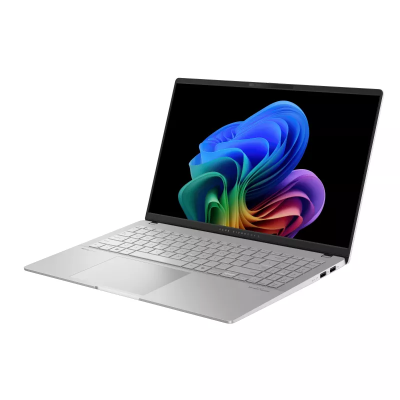 Nešiojamas kompiuteris ASUS Vivobook S 15 S5507QA — Qualcomm Snapdragon X1E-78-100, 15,6 colio 3K, 32 GB RAM, 1 TB SSD, Windows 11 Home, sidabrinis