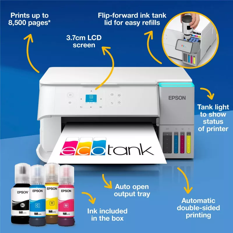 Daugiafunkcis rašalinis spausdintuvas Epson EcoTank L4366 — A4, 4800 x 1200 DPI, 33 ppm, Wi‑Fi, Ethernet, dupleksas