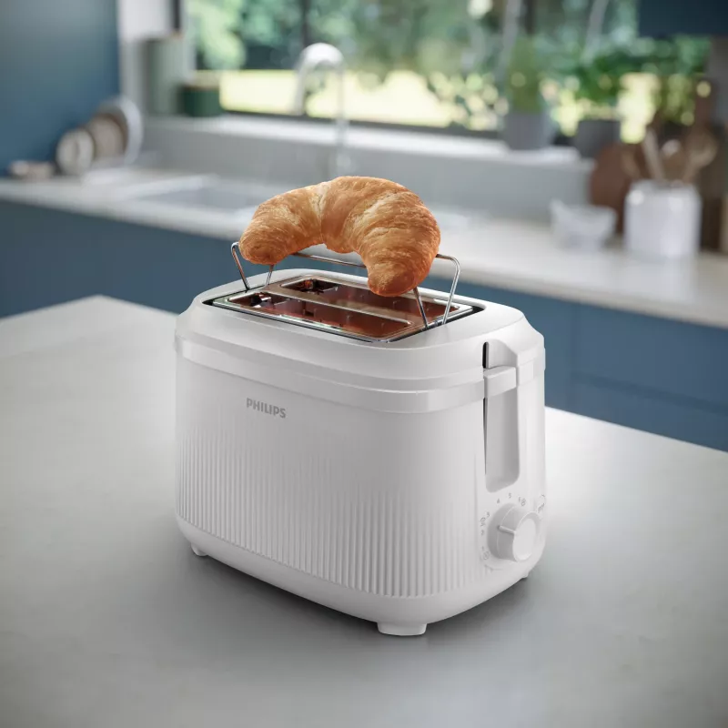 Philips 3000 serijos skrudintuvas, 2 griežinėliai, baltas, metalas, mygtukai, sukamasis reguliatorius, 900 W, 220-240 V