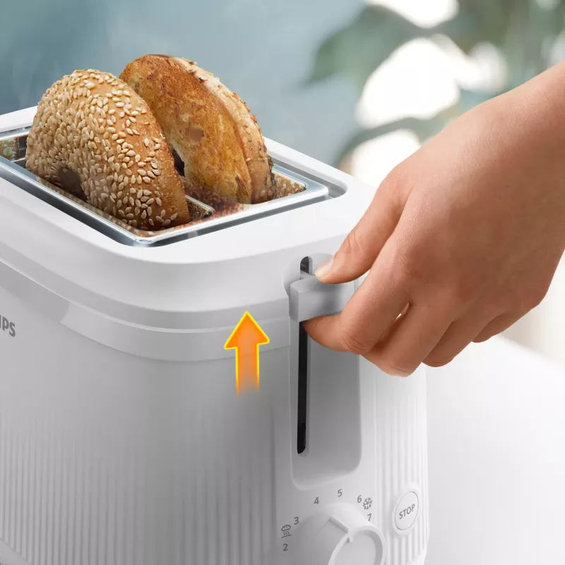Philips 3000 serijos skrudintuvas, 2 griežinėliai, baltas, metalas, mygtukai, sukamasis reguliatorius, 900 W, 220-240 V
