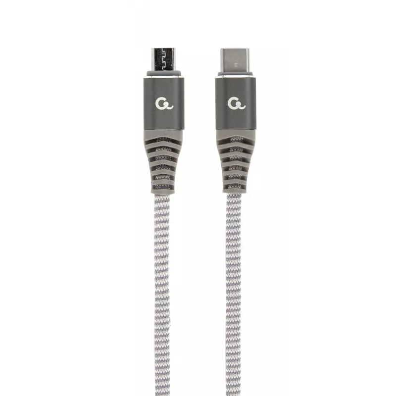 GEMBIRD Premium Cotton Braided USB Type-C į micro-USB įkrovimo ir duomenų laidas, 1,5 m - Pilka