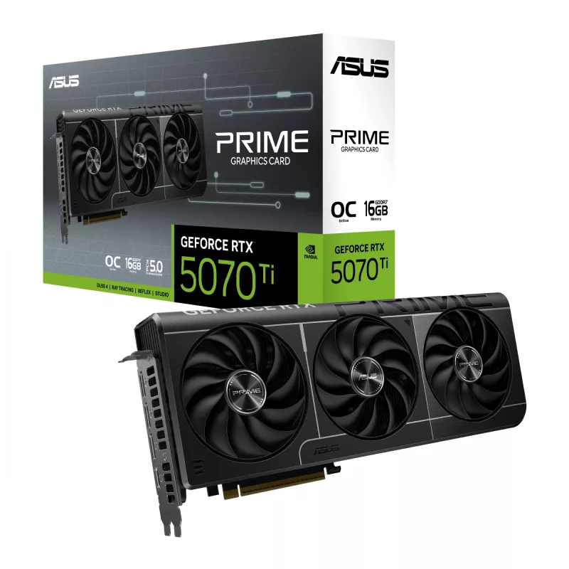 Vaizdo plokštė ASUS GeForce RTX 5070 Ti — 16 GB GDDR7, 256 bitų, PCIe 5.0, 3xDP/1xHDMI, 306 × 126 × 50 mm