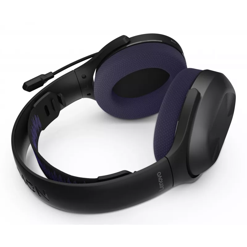 Lenovo Legion H410 Belaidės ausinės su mikrofonu, USB Type-C, Bluetooth, juodos, violetinės