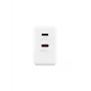 Lenovo G0A6065WEU universalus mobilių įrenginių įkroviklis, 65 W, du USB-C, GaN, baltas