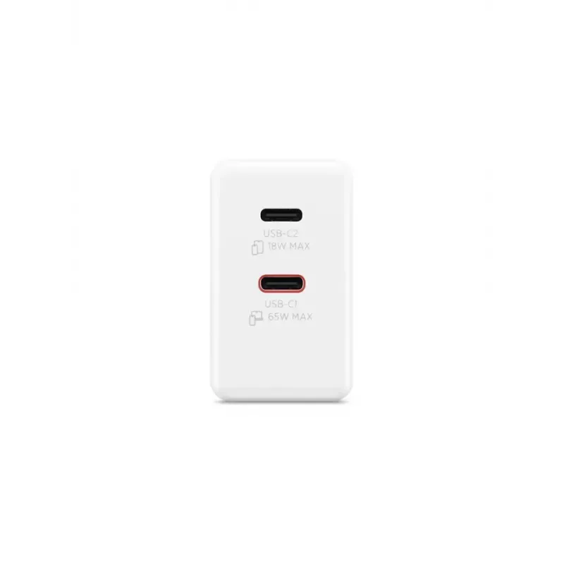 Lenovo G0A6065WEU universalus mobilių įrenginių įkroviklis, 65 W, du USB-C, GaN, baltas