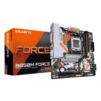 Motininė plokštė GIGABYTE B850M FORCE – AMD Ryzen 9000 serijos, 8+2+2 fazių skaitmeninis VRM, iki 9600MHz DDR5 (OC), 1xPCIe 5.0 + 2xPCIe 4.0 M.2, 2.5 GbE LAN, USB 3.2 Gen 2