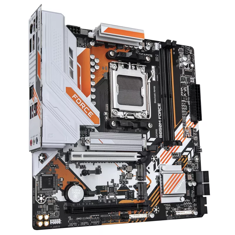 Motininė plokštė GIGABYTE B850M FORCE – AMD Ryzen 9000 serijos, 8+2+2 fazių skaitmeninis VRM, iki 9600MHz DDR5 (OC), 1xPCIe 5.0 + 2xPCIe 4.0 M.2, 2.5 GbE LAN, USB 3.2 Gen 2
