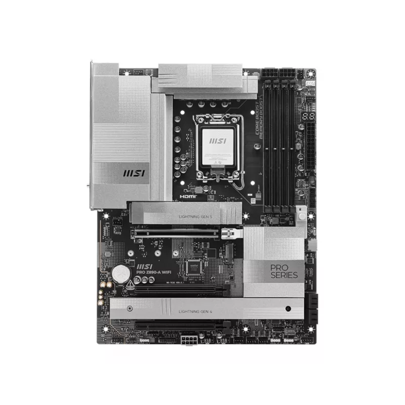 Motininė plokštė MSI PRO Z890-A WIFI Intel Z890 LGA 1851 ATX DDR5, 4 lizdai, 256 GB, Wi‑Fi 7, 5Gb Ethernet