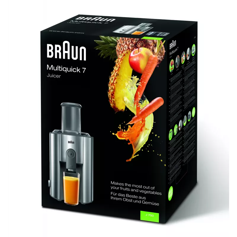 Braun Multiquick 7 sulčiaspaudė J 700 – išcentrinė sulčiaspaudė, 1000 W, nerūdijantis plienas