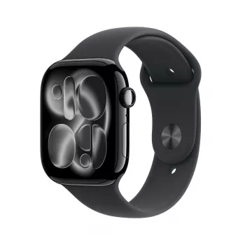 Apple Watch GPS + Cellular 46mm Jet Black Aliuminio Dėklas Juodas Sportinis Dirželis S/M