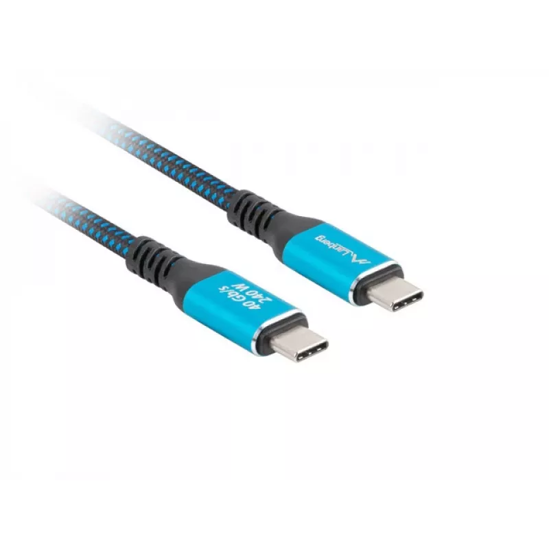 USB-C kabelis LANBERG CA-CMCM-44CU-0005-BK 0,5 m — USB4 Gen 2x2, 40 Gbit/s, 240W, juodas