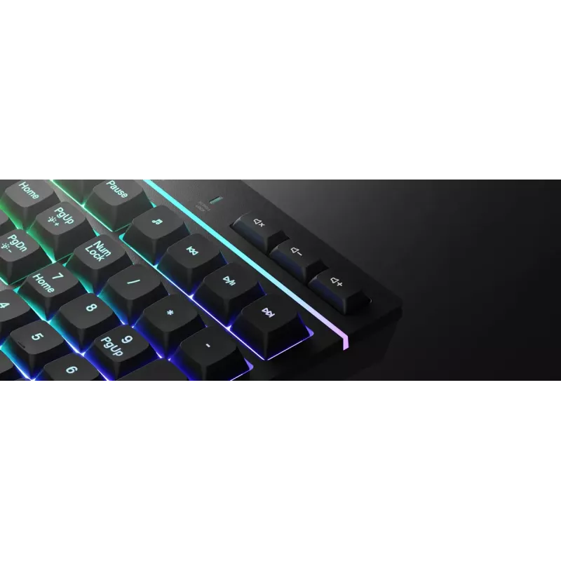 Laidinė pilno dydžio žaidimų klaviatūra Genesis Rhod 530, USB, QWERTY US, membraninė, RGB foninis apšvietimas, 114 klavišų, 1,8 m laidas, juoda