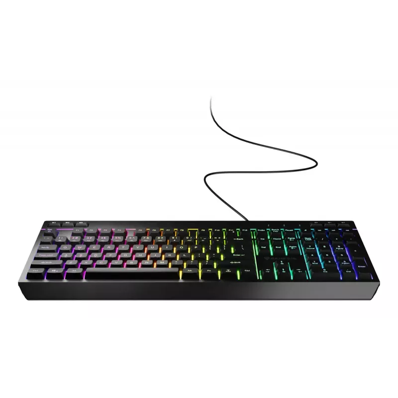 Laidinė pilno dydžio žaidimų klaviatūra Genesis Rhod 530, USB, QWERTY US, membraninė, RGB foninis apšvietimas, 114 klavišų, 1,8 m laidas, juoda