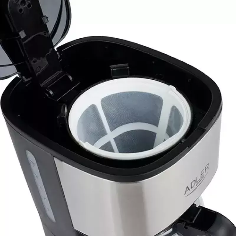 Lašelinė kavos virimo aparatas Adler AD 4407, 550 W, 0,7 L stiklinis ąsotis, sidabrinis/juodas