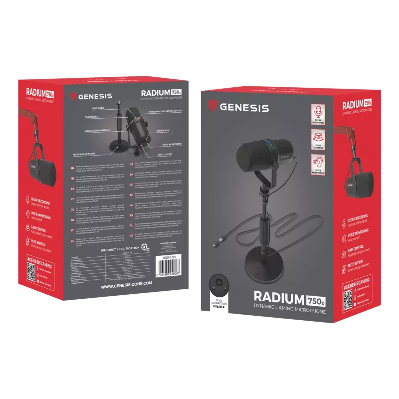 Mikrofonas PC GENESIS RADIUM 750D dinaminis, USB/XLR