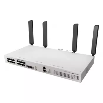 Tinklo jungiklis MikroTik CRS418-8P-8G-2S+5axQ2axQ-RM — L2/L3, 17× Gigabit RJ-45, 2× SFP+, PoE (802.3af/at), 1U stovas