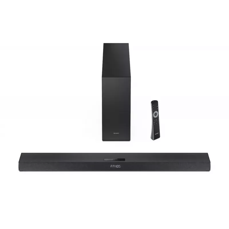 Sharp HT-SBW320 2.1 kanalo itin plonas garso takelis su Dolby Atmos / DTS Virtual:X ir belaidžiu žemų dažnių garsiakalbiu