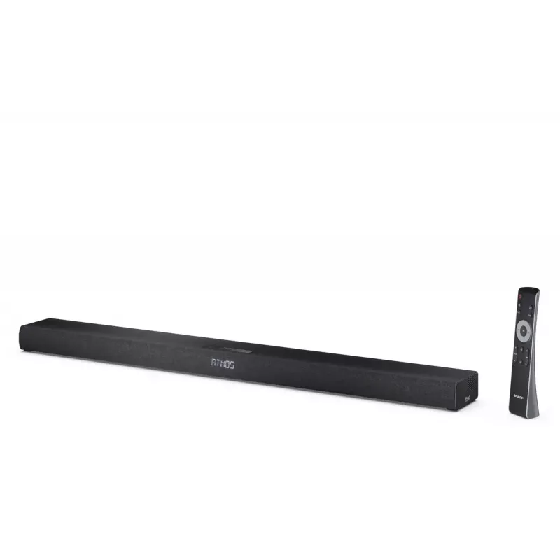 Sharp HT-SBW320 2.1 kanalo itin plonas garso takelis su Dolby Atmos / DTS Virtual:X ir belaidžiu žemų dažnių garsiakalbiu