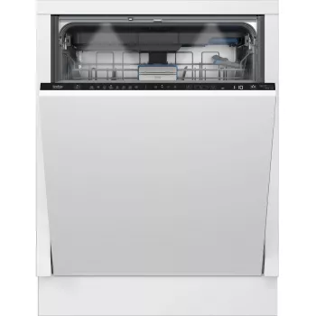 BEKO BDIN38542P įmontuojama indaplovė, 60 cm, 15 komplektų, 8 programos, C klasė, su ekranu, AquaStop, balta