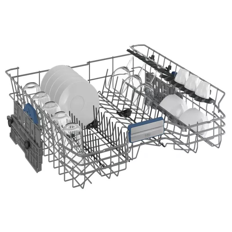 Visiškai įmontuojama indaplovė BEKO BDIN36532 — 15 vietų, 60 cm, nerūdijantis plienas, 45 dB, energijos klasė D