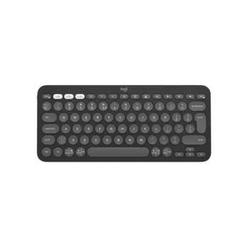 Belaidė klaviatūra Logitech Pebble Keys 2 K380s, RF + Bluetooth, QWERTY US International, grafito spalva