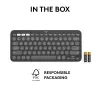 Belaidė klaviatūra Logitech Pebble Keys 2 K380s, RF + Bluetooth, QWERTY US International, grafito spalva