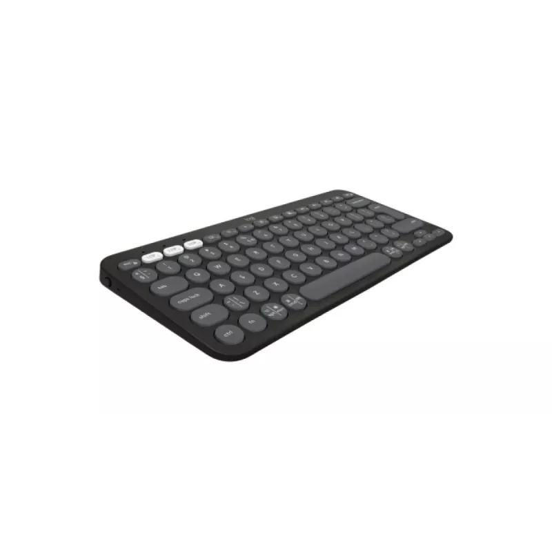 Belaidė klaviatūra Logitech Pebble Keys 2 K380s, RF + Bluetooth, QWERTY US International, grafito spalva