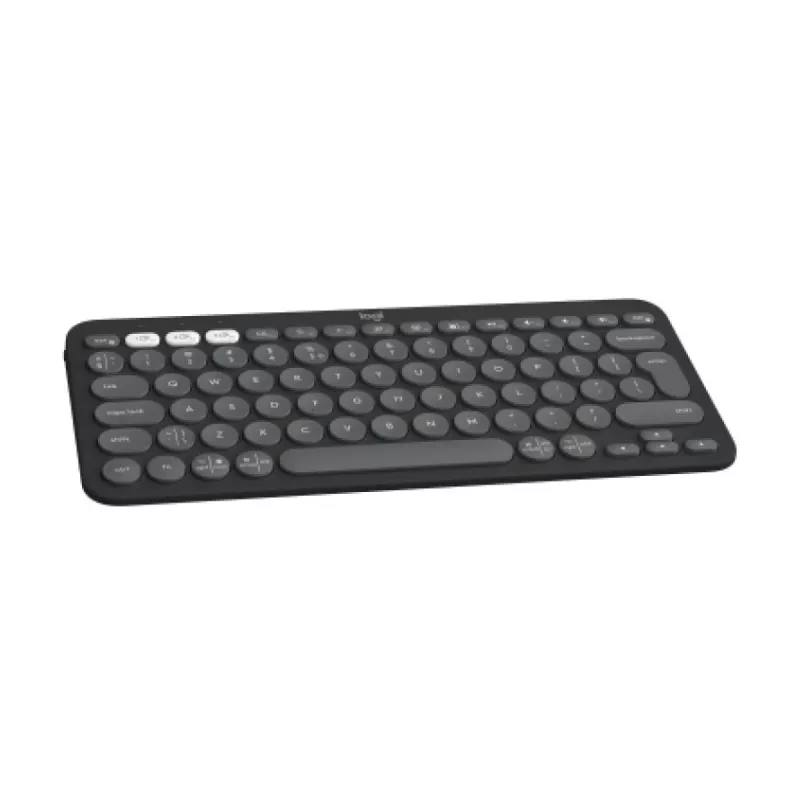 Belaidė klaviatūra Logitech Pebble Keys 2 K380s, RF + Bluetooth, QWERTY US International, grafito spalva
