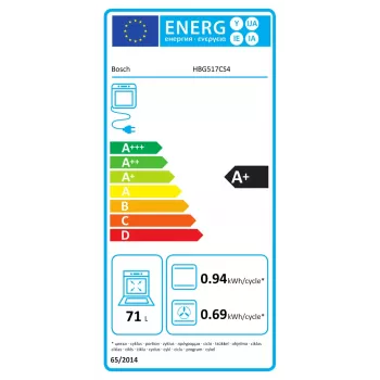 Įmontuojama orkaitė Bosch HBG517CS4 71 l A+ energijos klasė juoda