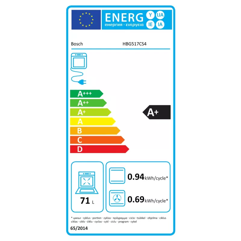Įmontuojama orkaitė Bosch HBG517CS4 71 l A+ energijos klasė juoda