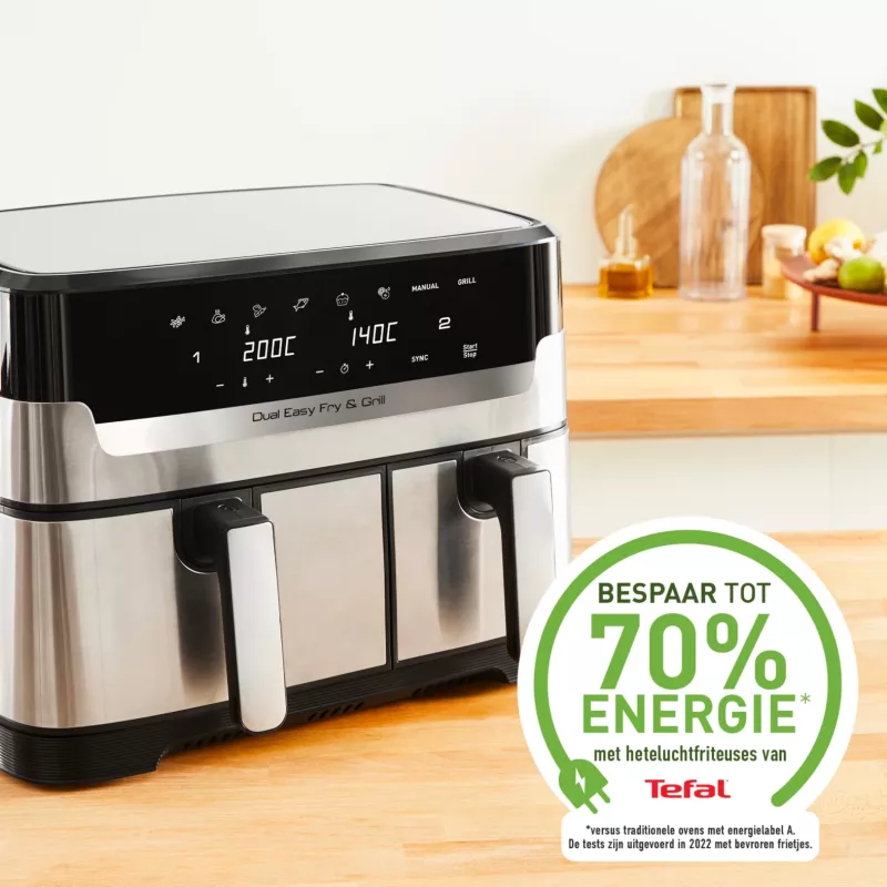 Oro gruzdintuvė Tefal Dual Easy Fry & Grill EY905D dviguba 8,3 L 2700 W nerūdijantis plienas