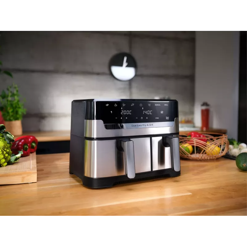 Oro gruzdintuvė Tefal Dual Easy Fry & Grill EY905D dviguba 8,3 L 2700 W nerūdijantis plienas