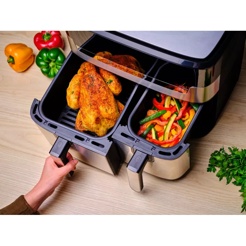 Oro gruzdintuvė Tefal Dual Easy Fry & Grill EY905D dviguba 8,3 L 2700 W nerūdijantis plienas