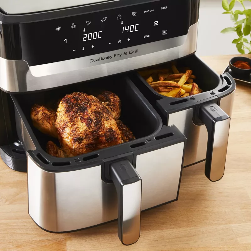 Oro gruzdintuvė Tefal Dual Easy Fry & Grill EY905D dviguba 8,3 L 2700 W nerūdijantis plienas