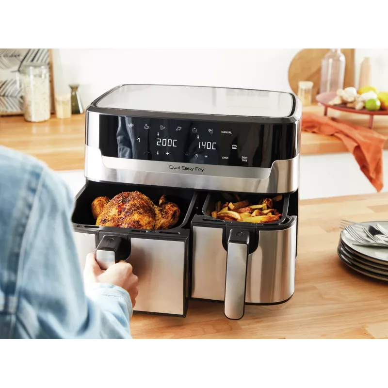Oro gruzdintuvė Tefal Dual Easy Fry & Grill EY905D dviguba 8,3 L 2700 W nerūdijantis plienas