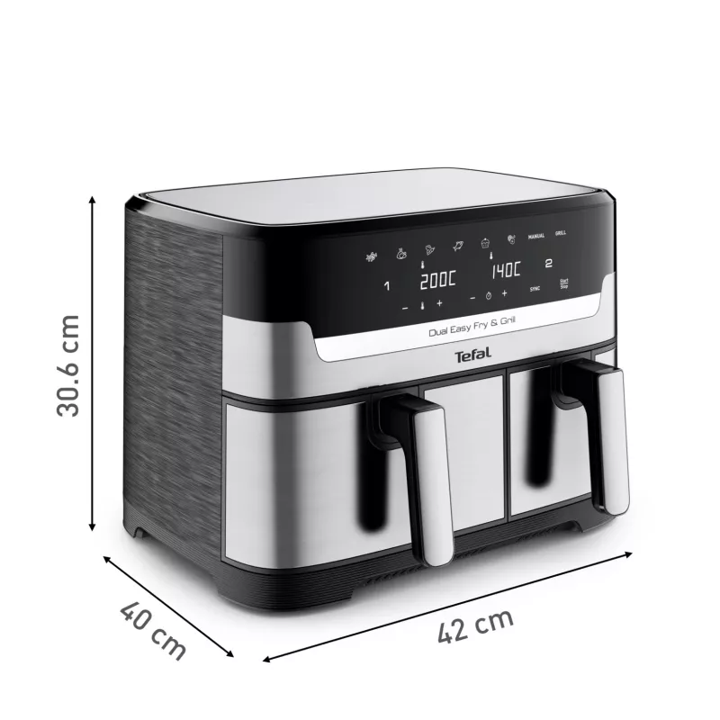 Oro gruzdintuvė Tefal Dual Easy Fry & Grill EY905D dviguba 8,3 L 2700 W nerūdijantis plienas