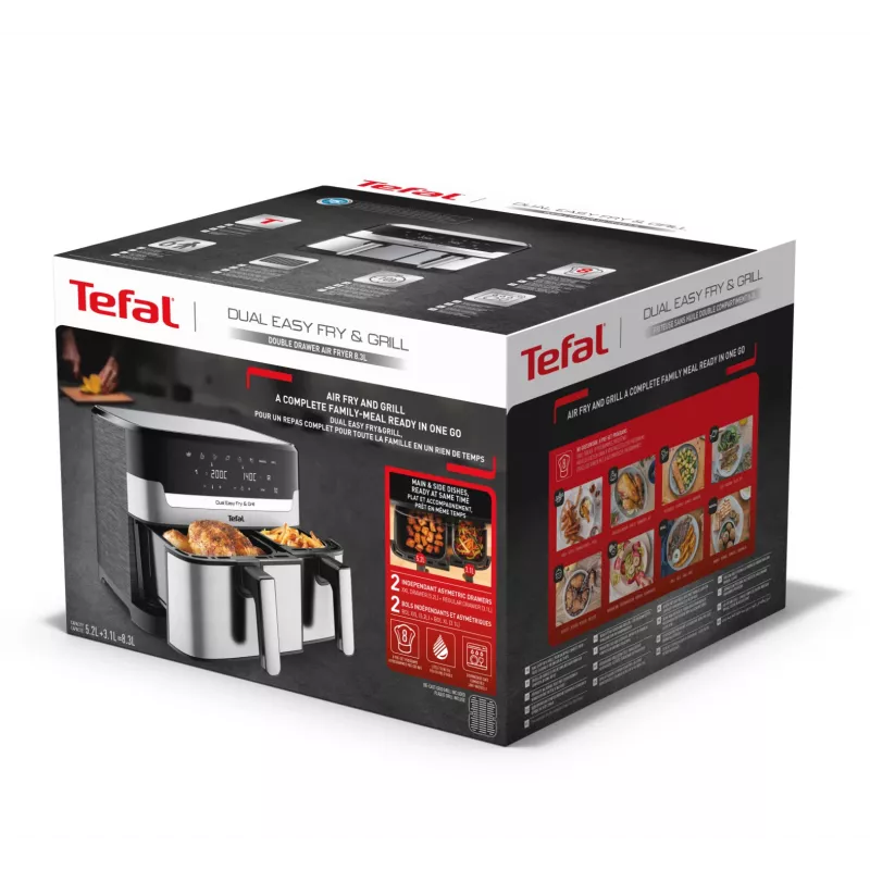 Oro gruzdintuvė Tefal Dual Easy Fry & Grill EY905D dviguba 8,3 L 2700 W nerūdijantis plienas