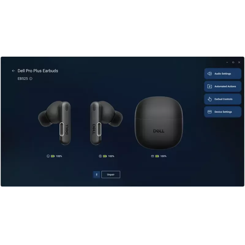 Ausinės DELL EB525 TWS belaidės į ausis, triukšmo slopinimas, Bluetooth, juodos