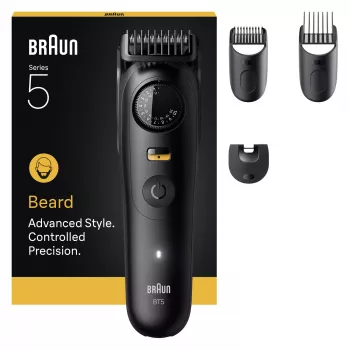 Barzdaskutė BRAUN BT5520 – 0,5–20 mm, 40 ilgio nustatymų, įkraunama, 120 min baterija, juoda