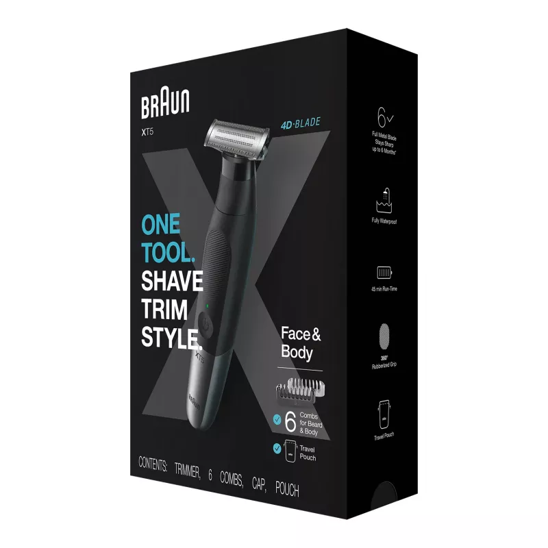 Braun Series X XT5200 folijos skustuvas su trimeriu, juodas, metalinis