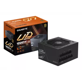 GIGABYTE UD1000GM PG5 V2 maitinimo blokas – PCIe Gen 5.1, 80 PLUS Gold, pilnai modulinis, 120 mm ventiliatorius, ATX 3.1, EU kištukas