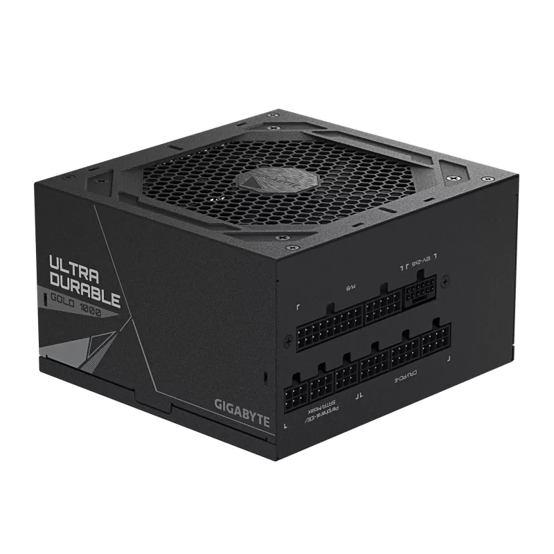 GIGABYTE UD1000GM PG5 V2 maitinimo blokas – PCIe Gen 5.1, 80 PLUS Gold, pilnai modulinis, 120 mm ventiliatorius, ATX 3.1, EU kištukas