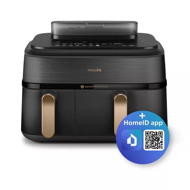 Philips 5000 serijos NA552/00 gruzdintuvė Dviguba 9 L Laisvai pastatoma 2750 W Karšto oro gruzdintuvė Juoda, Auksinė