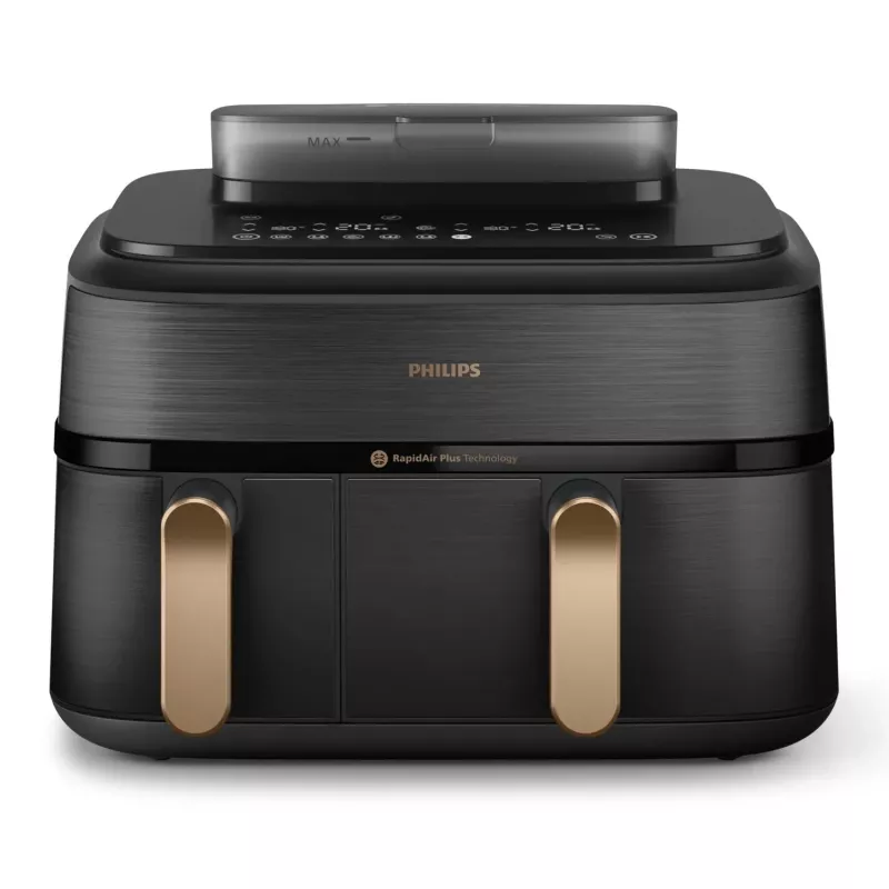 Philips 5000 serijos NA552/00 gruzdintuvė Dviguba 9 L Laisvai pastatoma 2750 W Karšto oro gruzdintuvė Juoda, Auksinė