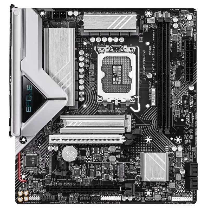 Motininė plokštė GIGABYTE B860M EAGLE V2 — Micro ATX, LGA 1851, Intel B860, 2x DDR5 iki 9066 MHz, PCIe 5.0, 2.5GbE