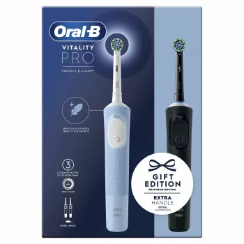 Oral-B Vitality Pro Duo suaugusiųjų sukamoji-osciliuojanti dantų šepetėlis Juoda, Mėlyna, Balta